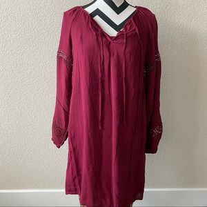 Fever || lined burgundy balloon sleeve dress